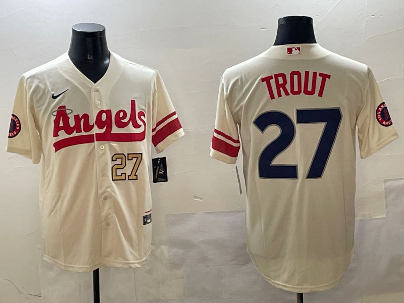 Men Los Angeles Angels #27 Trout Cream City Edition 2025 Nike MLB Jersey style 4